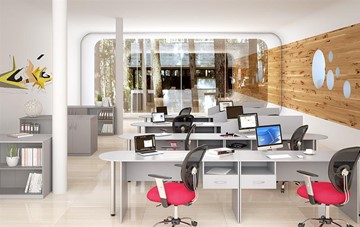 Комплект офисной мебели SIMPLE с эргономичными столами и тумбами в Смоленске - предосмотр 1